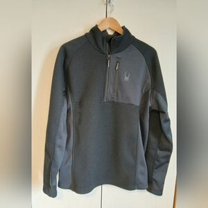 Spyder Men’s Black Half Zip Pullover Large Performance Mid Layer